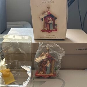 KEEPSAKE the Label Nativity Scene Ornament - Red and Cream